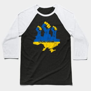 Strong Ukraine Ukrainian Flag Baseball T-Shirt